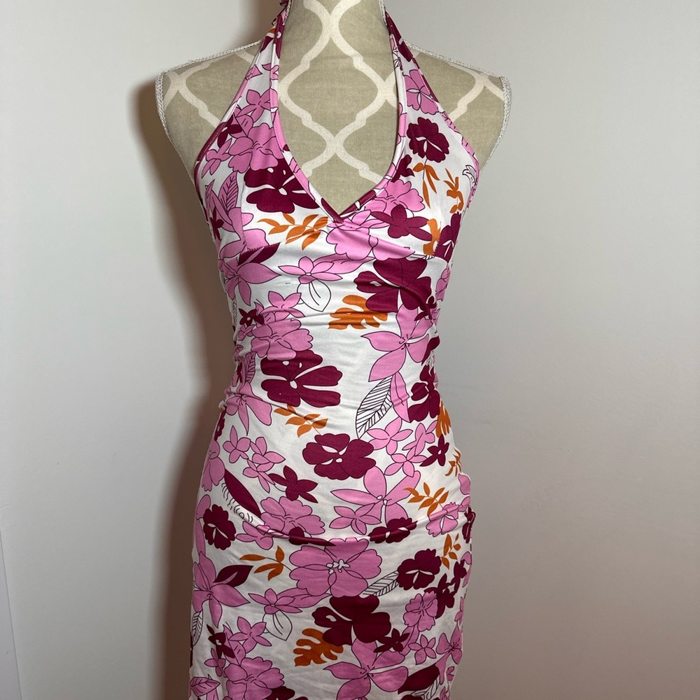 Y2K Hawaiian halter dress